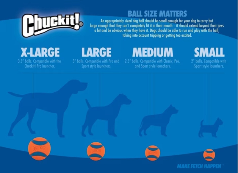 Chuck it sales ball launcher sizes